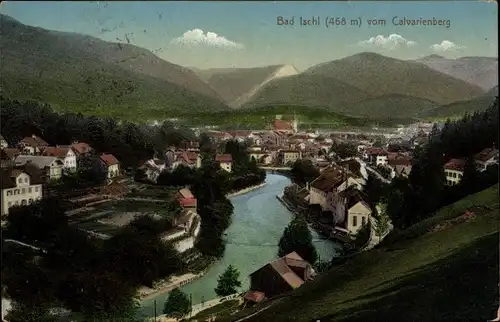 Ak Bad Ischl in Oberösterreich, Ort vom Calvarienberg gesehen