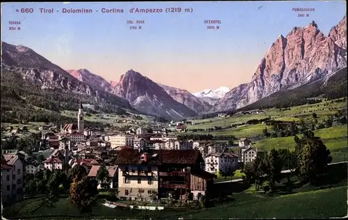 Ak Cortina d'Ampezzo Veneto, Dolomiten, Gesamtansicht