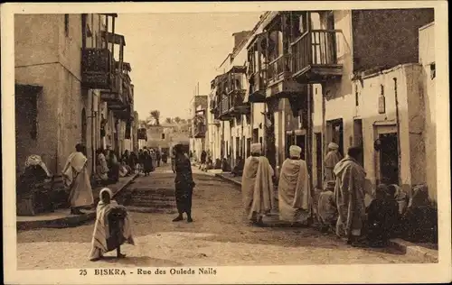 Ak Biskra Algerien, Rue des Ouleds Nails