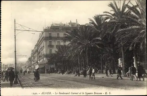 Ak Algier Alger Algerien, Le Boulevard Carnot, Le Square Bresson