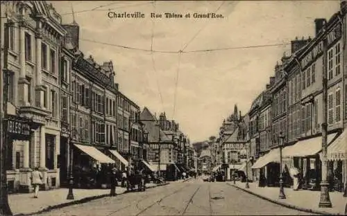 Ak Charleville Mézières Ardennes, Rue Thiers, Grande Rue