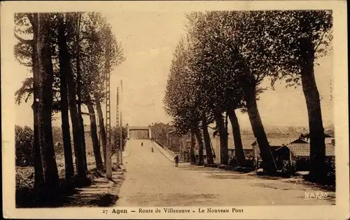 Ak Agen Lot et Garonne, Route de Villeneuve, Le Nouveau Pont