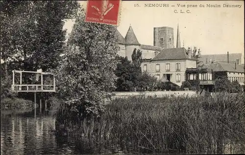 Ak Nemours Seine-et-Marne, Vue prise du Moulin Daumery