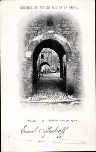 Ak Vence Alpes Maritimes, Passage sous portiques