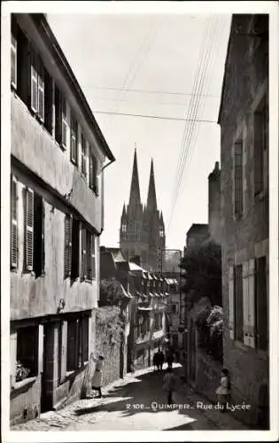 Ak Quimper Finistère, Rue du Lycee