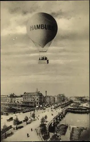 Ak Hamburg, Luftballon, Jungfernstieg, Alsterarkaden