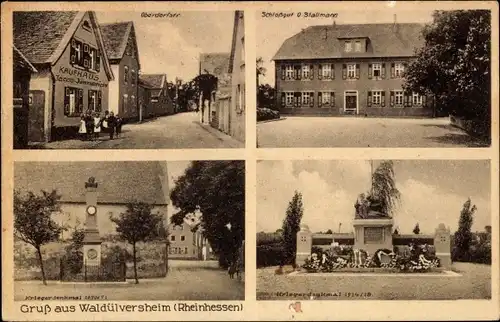 Ak Waldülversheim Uelversheim in Rheinhessen, Kriegerdenkmal, Schlossgut O. Stallmann, Kaufhaus