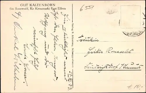 Ak Kaltenborn Rheinland Pfalz, Gut Kaltenborn im Soonwald