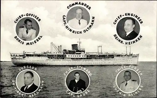 Ak Dampfschiff MS Seven Seas, Europa Canada Linie, Heinr. Heinken, Hinrich Oltmann, B. Meissel