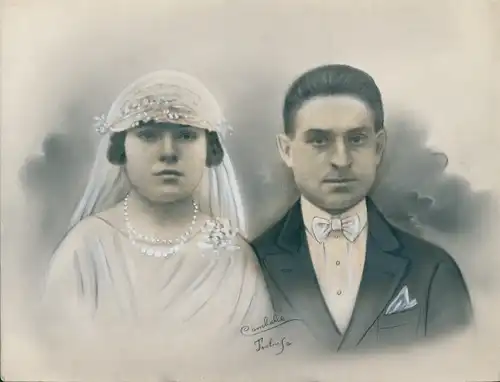 Foto Combalié, Henri, Toulouse, Portrait, Mann und Frau, Hochzeit