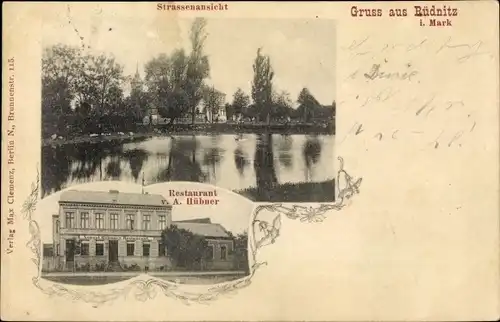 Ak Rüdnitz im Barnim, Wasserpartie, Restaurant