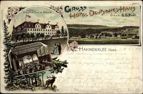 Litho Hahnenklee Bockswiese Goslar im Harz, Hotel Deutsches Haus, Restaurant