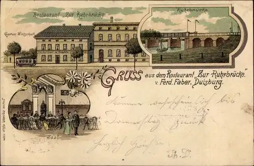 Litho Duisburg im Ruhrgebiet, Restaurant zur Ruhrbrücke