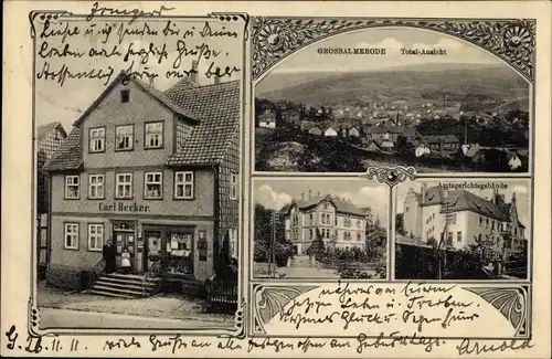 Jugendstil Ak Großalmerode in Hessen, Totalansicht, Amtsgericht, Gaststätte