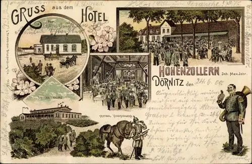 Litho Dörnitz Möckern im Jerichower Land, Post, Casino, Hotel Hohenzollern