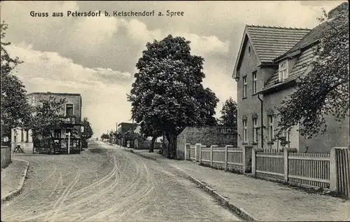 Ak Petersdorf Jacobsdorf Brandenburg, Straßenpartie