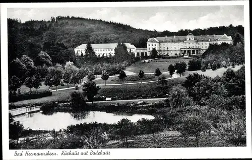 Ak Pömbsen Bad Driburg in Westfalen, Bad Hermannsborn, Kurhaus, Badehaus