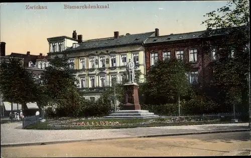 Ak Zwickau in Sachsen, Partie am Bismarckdenkmal