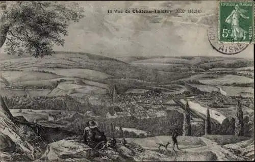 Ak Château Thierry Aisne, Blick auf den Ort, 19. Jahrhundert