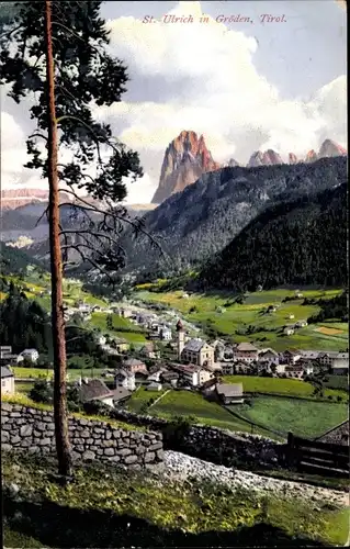 Ak Ortisei Sankt Ulrich in Gröden Südtirol, Gesamtansicht