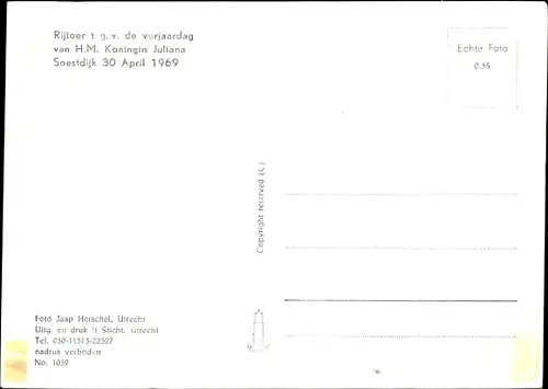 Ak Soestdijk Utrecht Niederlande, Königin Juliana der Niederlande 1969, Prinzen, Prinzessinnen