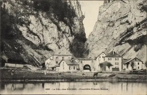Ak Kanton Neuenburg Neuchatel, Le Col des Roches, Frontiere Franco Suisse