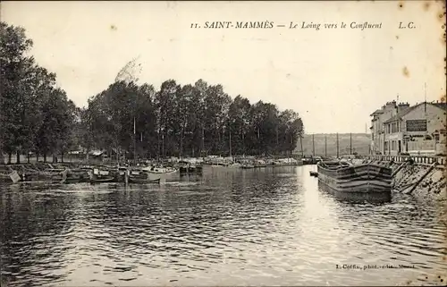 Ak Saint Mammès Seine et Marne, Le Loing vers le Confluent