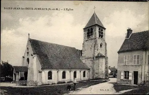 Ak Saint Jean les Deux Jumeaux Seine et Marne, L'Eglise