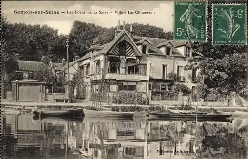 Ak Samois sur Seine Seine et Marne, Les Bords de la Seine, Villa Les Chimeres