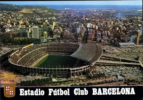 Ak Barcelona Katalonien Spanien, Camp Nou Stadion, FC Barcelona, Fliegeraufnahme