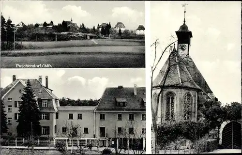 Ak Puschendorf in Mittelfranken, Teilansichten, Kirche