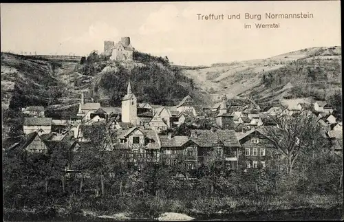 Ak Treffurt an der Werra, Burg Normannstein, Gesamtansicht