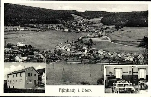 Ak Aschbach Wald Michelbach im Odenwald, Gesamtansicht, Gasthaus