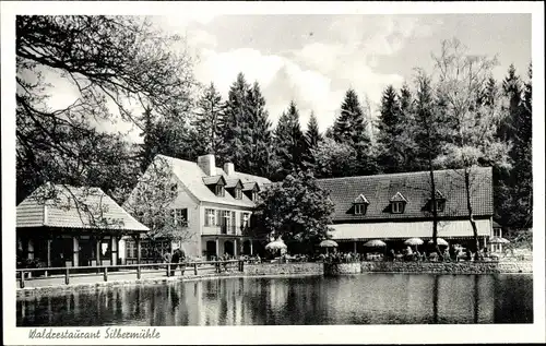 Ak Horn Bad Meinberg im Kreis Lippe, Wasserpartie am Waldrestaurant Silbermühle