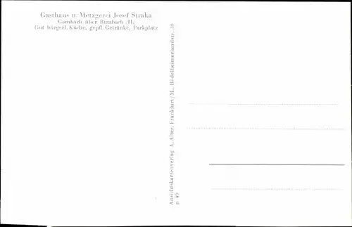 Ak Gambach Münzenberg in Hessen, Burgruine Münzenberg, Gasthaus Straka, Metzgerei Straka