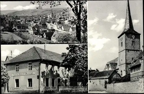 Ak Theilheim in Unterfranken, Gesamtansicht, Kirche, Gasthaus z.Hirschen