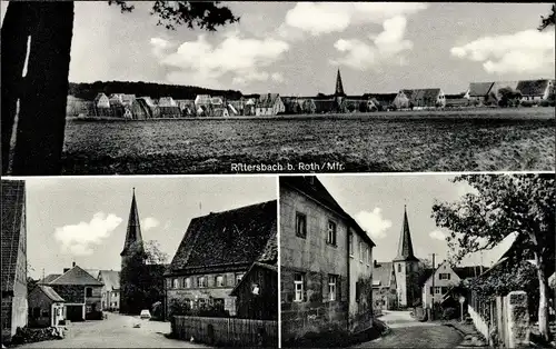 Ak Rittersbach Georgensgmünd in Mittelfranken, Gesamtansicht, Kirche, Straße