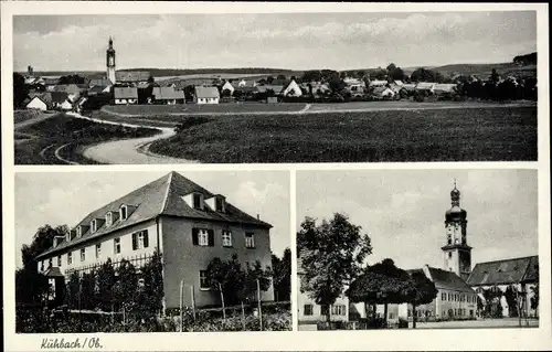 Ak Kühbach in Schwaben, Panorama, Rathaus, Kirche