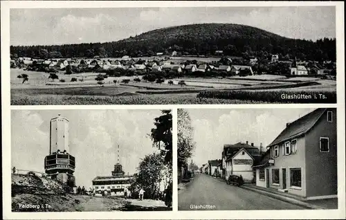 Ak Glashütten im Taunus Hessen, Stadtpanorama, Feldberg, Gebäude