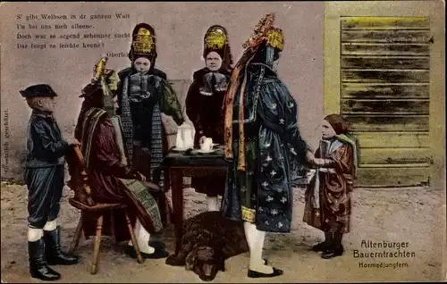 Ak Altenburger Bauerntrachten, Hormedjungfern, Hund