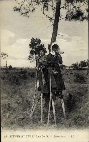 Ak Landes Frankreich, Echassiers, Stelzen