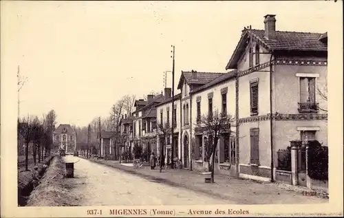 Ak Migennes Yonne, Avenue des Ecoles