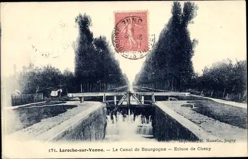 Ak Laroche Migennes Yonne, Le Canal de Bourgogne, Ecluse de Cheny