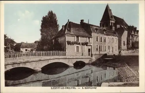 Ak Ligny Le Chatel Yonne, L'Abreuvoir