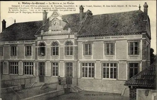 Ak Malay le Grand Yonne, La Mairie, Les Ecoles