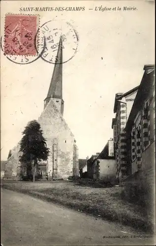 Ak Saint Martin des Champs Yvelines, L'Eglise, La Mairie