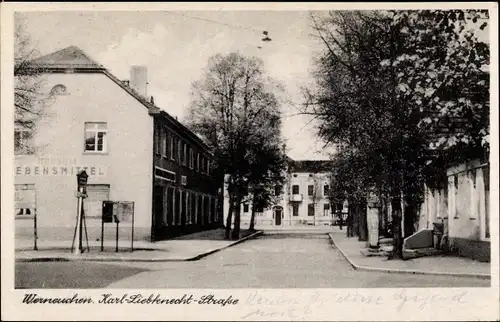 Ak Werneuchen im Kreis Barnim, Karl-Liebknecht-Straße, Konsum Lebensmittel