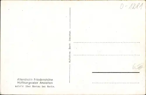 Ak Lobetal Bernau bei Berlin, Altersheim Friedenshöhe, Hoffnungstaler Anstalten