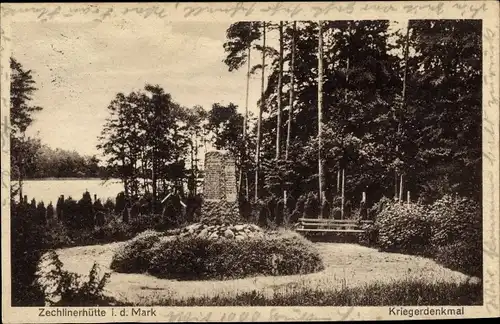 Ak Zechlinerhütte Stadt Rheinsberg, Kriegerdenkmal