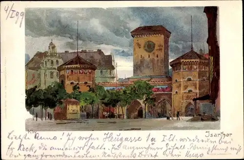 Künstler Litho Kley, Heinrich, München, Isartor